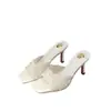Q6-2~2026 Nuevas Sandalias de Tacón Alto Estilo Francés, Punta Cuadrada y Abierta, Estilo Veraniego para Mujer para Usar Afuera