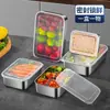 Caja de Almacenamiento de Alimentos de Acero Inoxidable 304, Plato Rectangular con Tapa, Caja de Almacenamiento de Alimentos para Refrigerador, Caja para Congelador, Gran Capacidad