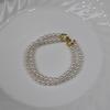 Pequeña Batata Plata de Ley 925 Doble Corazón Collar de Perla Blanca Australiana Conjunto Atmósfera Dulce y Sensación de Alta Gama