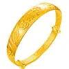 Pulsera de Bendición de Dragón y Fénix Empuje-Tire Dorada Galvanizada al Vacío, Pulsera de Carácter Dragón y Fénix Estilo Étnico Bendición de Moda Retro