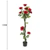 Plantas Verdes Artificiales Transfronterizas, Árbol de Camelia Artificial para Decoración de Interiores, Planta de Camelia Roja de Piso para Sala de Estar