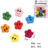 2cm Face Sorridente Flor Estampada Contas de Madeira DIY Desenho Animado Flor de Ameixa Estampada Peças de Madeira Guia para Animais de Estimação Palitos de Frutas Acessórios Enfeites