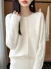 Cardigan de Punto con Cuello Redondo Completo de Lana Sin Costuras Estilo Coreano Nuevo Otoño/Invierno Chaqueta Suéter Versátil para Mujer Abrigo Engrosado
