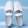 Mocassins Respiráveis para Outono e Inverno para Homens, Sapatos de Couro Masculinos da Moda para Negócios, Sapatos Casuais Macios de Superfície Macia Tipo Feijão