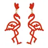 Brincos de Flamingo Vazados Exagerados, Longos com Franjas, Moda Europeia e Americana Popular, Personalizados, Presentes de Natal