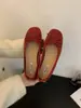 Zapatos Planos tipo Bailarina Suaves y Lindos para Mujer Estilo Noche Primavera 2024 Rojos con Zapatos de Tacón para Falda