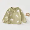 Roupas para Recém-Nascidos Outono Algodão Puro 0-3 Meses Roupas com Fechamento nas Costas Categoria a Tops Sem Costura Sala de Parto Bebê Roupas para Bebê