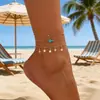 Tornozeleira de Metal com Contas Múltiplas Estilo Casual, Acessório de Pé da Moda para Férias e Uso Diário Feminino