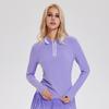 Novo Estilo Gola Esportiva Manga Longa Feminino Slim Fit Roupa de Yoga Top Treinamento ao Ar Livre Golfe Traje Esportivo