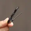 Pinza de Pico de Pato de Hojas de Diamantes Negros Completos Elegante Clip para Flequillo Clip Lateral Tarjeta para el Cabello Rojo de Internet Joyería para la Cabeza Sencilla de Moda Mujeres