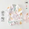 Mameluco de Bebé Verano Manga Corta Tejido de Bambú y Algodón Gasa Ropa de Bebé Niña Conjunto de Verano para Bebé Traje de Gateo Clase A