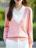 Nuevo cárdigan de punto con cuello polo de dos piezas de colores falsos para mujer, elegante, suelto, sencillo, con costuras para ir al trabajo.