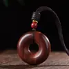 Pingente da Paz em Jacarandá Natural com Cordão Preto, Contas Cilíndricas e Cinábrio, Inclui Cordão, Perfeito como Presente de Feriado para Casais