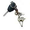 Chaveiro criativo pequeno presente liga cervo vintage tecido couro chaveiro chaveiro mochila pingente