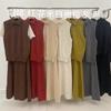 Conjunto de Malha Casual de Alta Costura para Mulheres Outono e Inverno Novo Estilo Simples Elegante Suéter Solto Saia Conjunto de Duas Peças