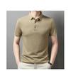 2025 Camiseta Masculina de Nylon Cor Sólida com Lapela Business Casual Verão Manga Curta Peça Única Dropshipping