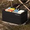Caja de almacenamiento plegable para acampar al aire libre, caja de almacenamiento portátil de gran capacidad con asa, caja organizadora para maletero de coche y picnic