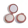 Espejo Peine Mini Portátil Todo en Uno Compacto Plegable para Niña Peine de Bolsa de Aire Peine para Cabello Liso Masajeador de Cabello Peine de Dibujos Animados con Cojín de Aire