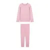 Amybaby Conjunto de Inverno 2025 para Meninas Cor Pura Macio Ceroso Alta Elasticidade Quente Roupa de Casa