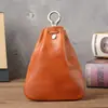 1208 Nuevo Monedero Retro Creativo para Hombres y Mujeres, Monedero de Monedas de Plata Hecho a Mano de Cuero Crazy Horse, Bolsa de Monedas Creativa con Cordón, Bolsa de la Suerte