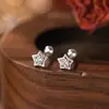 Mini Pendientes de Estrella de Cinco Puntas S999 Plata Pura Simples y Modernos Versátiles para Mujer Que No Necesitan Quitarse al Dormir Pendientes de Rosca C02262