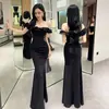 Vestido de Noche de Alta Gama Estilo Francés para Socialité Hombros Descubiertos Vestido Bodycon Elegante Retro Estilo Hepburn con Abertura para Mujer