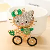Llavero de Metal de Gatito Lindo, Llavero Creativo de Coche Incrustado con Diamantes, Colgante para Bolso, Regalo de Vacaciones al por Mayor