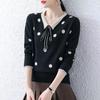 Comércio exterior exportação novo suéter de bolinhas com gola boneca retrô literária feminina que reduz a idade blusa de base de tricô Suéter feminino