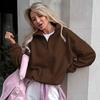Sudadera Deportiva para Mujer de Moda Simple y Casual Estilo Francés, Nueva Ropa Exterior de Color Sólido de Nicho para Otoño e Invierno 2025