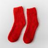 Amazon Mulheres Pantufas Meias Fofas Pelúcia Casa Dormir Meias Coral Fleece Meias Candy Color Meias de Cano Médio Cross Border