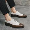 Zapatos Oxford de Cuero con Bloques de Color de Moda de Primavera Transfronterizos, Zapatos Formales de Cuero Brogue, Zapatos con Cordones de Oficina para Hombre de Talla Grande