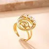 Anillo Nuevo de Acero Inoxidable Transfronterizo Anillo Retro de Acero de Titanio de Alta Gama Presión de Aceite Hueco Incrustado Perla Anillo Abierto
