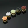 Puxador de Cerâmica para Móveis Gaveta de Armário Buraco Único Moderno Simples Pastoral Preto e Branco Estilo Europeu Buraco Único Redondo Puxador de Flor Rosa