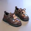 Sapatos Casuais de Couro para Meninas Estilo Britânico Retrô Todas as Estações Modernos Versáteis Sapatinhos de Couro Mocassins com Cadarço Sapatos Infantis