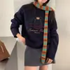 Cachecol de Lã Tricotado Design Coreano Estreito Menina Picante para Mulheres Outono e Inverno Color-Block Listrado Decorativo Longo Aquecedor de Pescoço