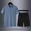 Traje de verano para papá, camiseta de manga corta de seda helada, traje deportivo para personas de mediana edad y mayores, ropa de secado rápido para el Día del Padre de verano para hombres.