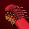 Pulsera Pixiu de Cinabrio Genuina para Hombres y Mujeres, Cuentas de Transferencia Año del Zodíaco, Joyería para Pareja Arena Oro Púrpura, Pulsera Dios de la Riqueza de Cinco Vías