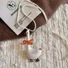 Otoño e Invierno Elegante Maillard Dibujo Animado Gato Estampado Leopardo Largo Cuello Halter Diseño de Clip para Gafas Elegante Versátil Collar para Mujeres