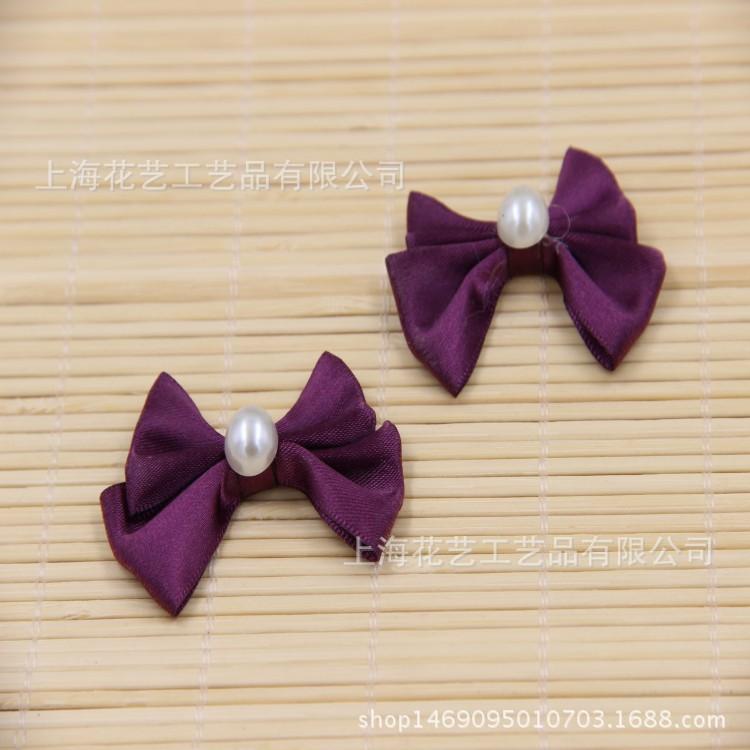 带珍珠蝴蝶结紫红
