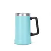Nueva taza de cerveza de acero inoxidable 304 de 24 oz con asa, taza aislada para el hogar y la oficina, taza portátil de gran capacidad