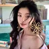 Pendientes Huecos de Flor Estilo Vacaciones, Pendientes de Paja Dulces y Simples de Verano, Pendientes de Temperamento Frescos y Elegantes al por Mayor