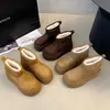 Botas de Cano Alto Pelúcia Acolchoadas Grossas de Algodão Cano Curto Grande Tendência Cor Café Botas de Neve de Inverno Femininas 2026 Botas de Algodão Sola Fashion