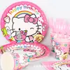 Hello Kitty Gato Kt Temática Fiesta de Cumpleaños Infantil Suministros para Fiesta de Halloween Vasos y Platos de Papel Desechables Set