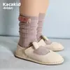 Calcetines de Rayas Verticales a Media Pantorrilla Hechos a Medida para Otoño e Invierno Calcetines para Niños Calcetines de Algodón con Lazo para Niñas Calcetines de Baile Calcetines de Princesa