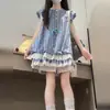 Vestido de Verano para Niña con Leggings Incluidos Nuevo Estilo 2026 Vestido de Verano con Mangas Abullonadas para Niña Grande Estilo Coreano de Moda