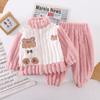 Ropa para Niños Pijama de Invierno/Otoño para Bebé con Forro Polar 2024 Nuevo Traje de Pijama Cálido Estilo Occidental de Dibujos Animados para Niñas con Forro Polar Grueso