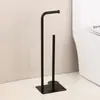 Suporte de chão para papel higiênico em aço inoxidável com bandeja, suporte para escova de vaso sanitário sem furar e prateleira de armazenamento