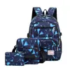 Mochila Casual Transfronteriza de Tres Piezas Cuadrada Moda Estampada Bolsa Escolar para Estudiantes Mochila Deportiva Casual de Gran Capacidad para Hombres