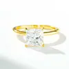 Anillo de Plata de Ley S925 para Mujer, Chapado en Oro Amarillo de 18K, Corte Baguette Cuadrado, Borde Recto, Pared Pulida, Moissanita Color D, Anillo de 7X 0.35kg Quilates