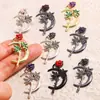 Accesorios para Joyería DIY Transfronterizos al por Mayor Colgante de Luna Flor de Rosa Aceite Gotas Collar Hecho a Mano Llavero Colgante de Aleación